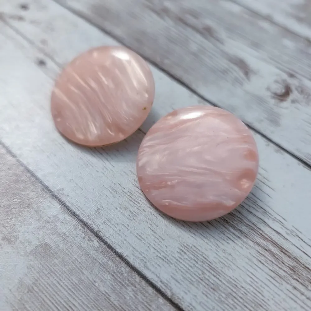 Vintage Clip On Earrings Large 1.25 Pink